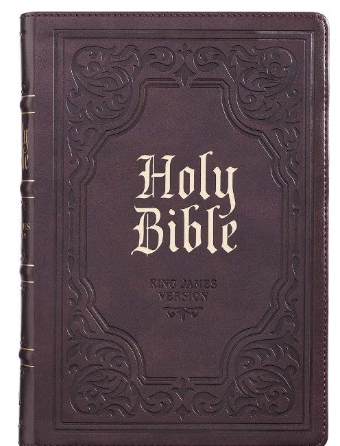 KJV Giant Print Full Size Bible-Dark Brown Faux Leather Indexed