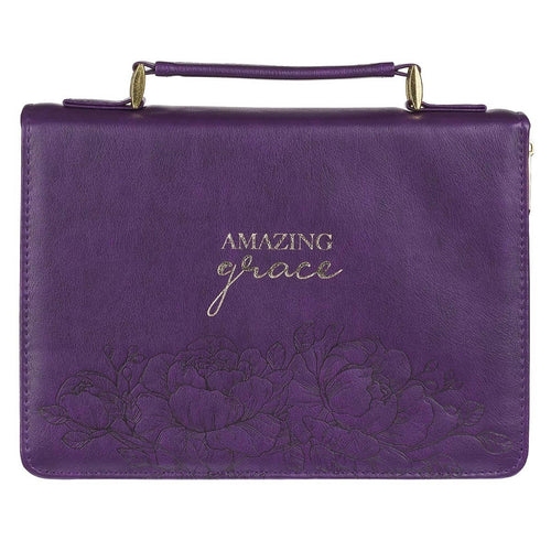 Bible Cover-Fashion/Amazing Grace Floral-Purple-LRG
