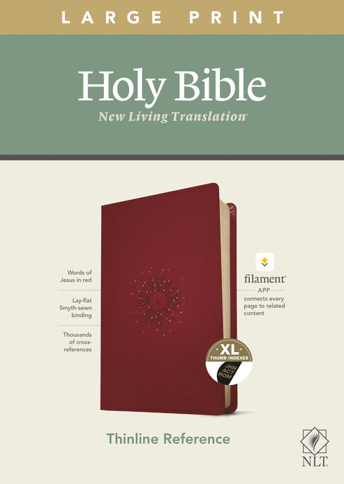 NLT Large Print Thinline Reference Bible  Filament Enabled Edition-Berry LeatherLike Indexed