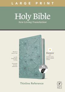 NLT Large Print Thinline Reference Bible/Filament Enabled Edition-Teal Floral LeatherLike Indexed