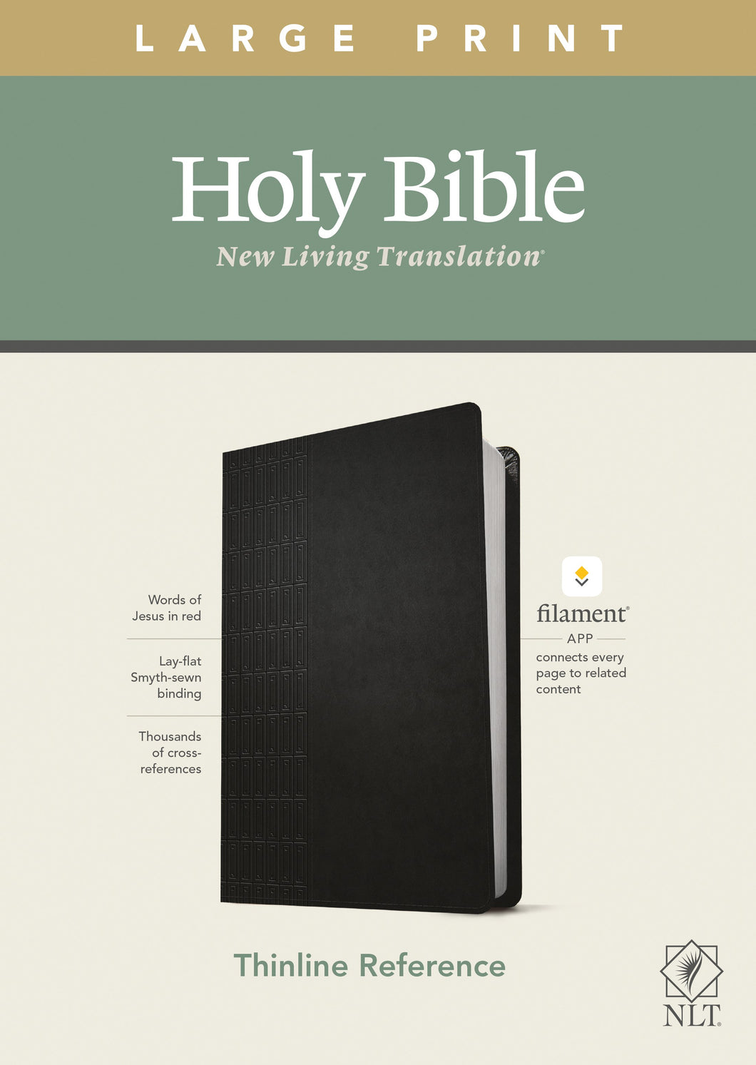 NLT Large Print Thinline Reference Bible/Filament Enabled Edition-Black LeatherLike