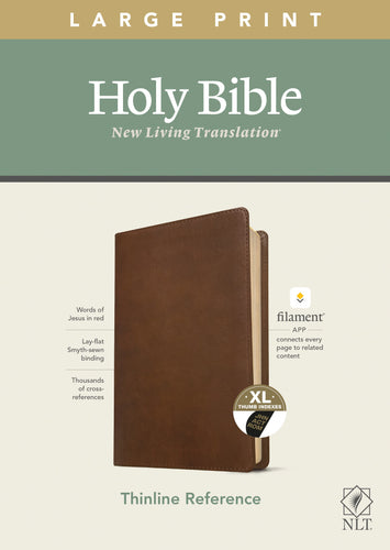 NLT Large Print Thinline Reference Bible/Filament Enabled Edition-Rustic Brown LeatherLike Indexed