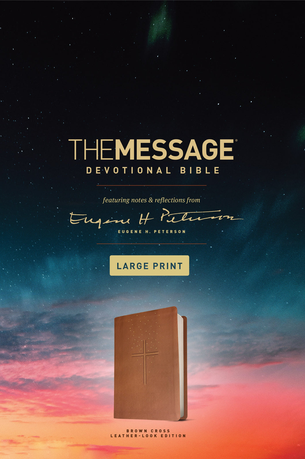 The Message/Large Print Devotional Bible-Brown LeatherLook