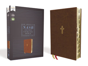 NASB Thinline Bible (Comfort Print)-Brown Leathersoft Indexed