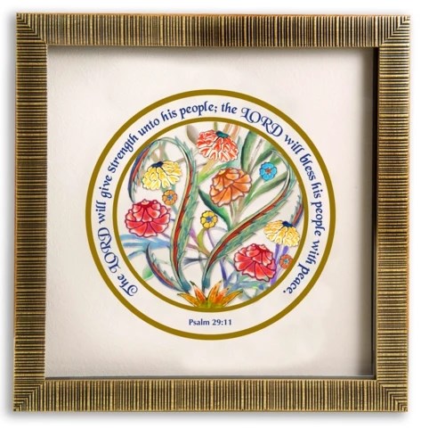Framed Art-The Lord Will Give Strength/Psalm 29:11 Paper Cut Wall Art (13.5