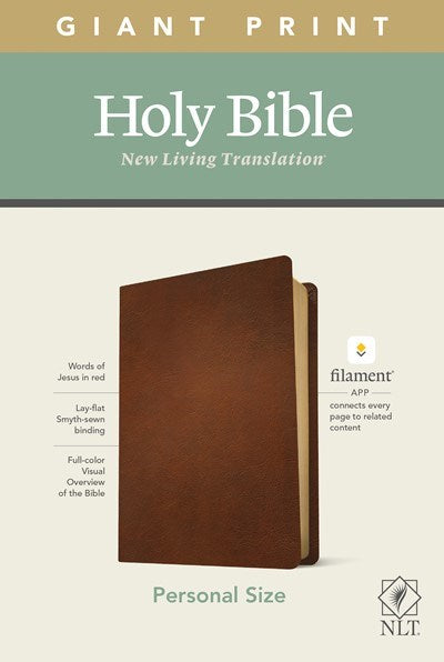 NLT Personal Size Giant Print Bible/Filament Enabled-Brown Genuine Leather
