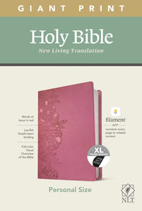 NLT Personal Size Giant Print Bible/Filament Enabled-Peony Pink LeatherLike Indexed