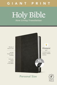 NLT Personal Size Giant Print Bible/Filament Enabled-Black/Onyx LeatherLike Indexed
