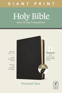NLT Personal Size Giant Print Bible/Filament Enabled-Black Genuine Leather Indexed