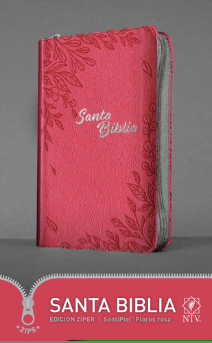 Spanish-NTV Holy Bible (Santa Biblia  Edicion Ziper)-Pink Flowers LeatherLike w/Zipper