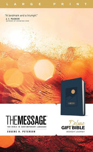 The Message Deluxe Gift Bible/Large Print-Navy Leather-Look