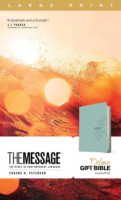 The Message Deluxe Gift Bible/Large Print-Teal Leather-Look