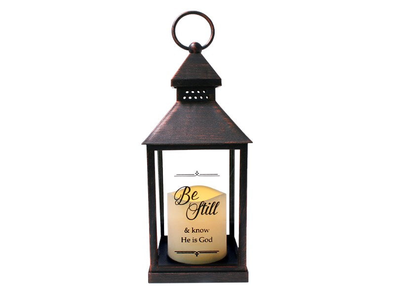 Lantern LED Candle-Be Still-Brown