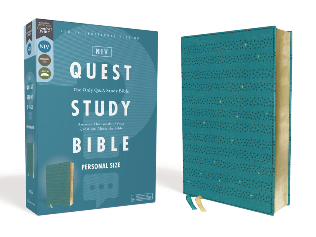 NIV Quest Study Bible/Personal Size (Comfort Print)-Teal Leathersoft
