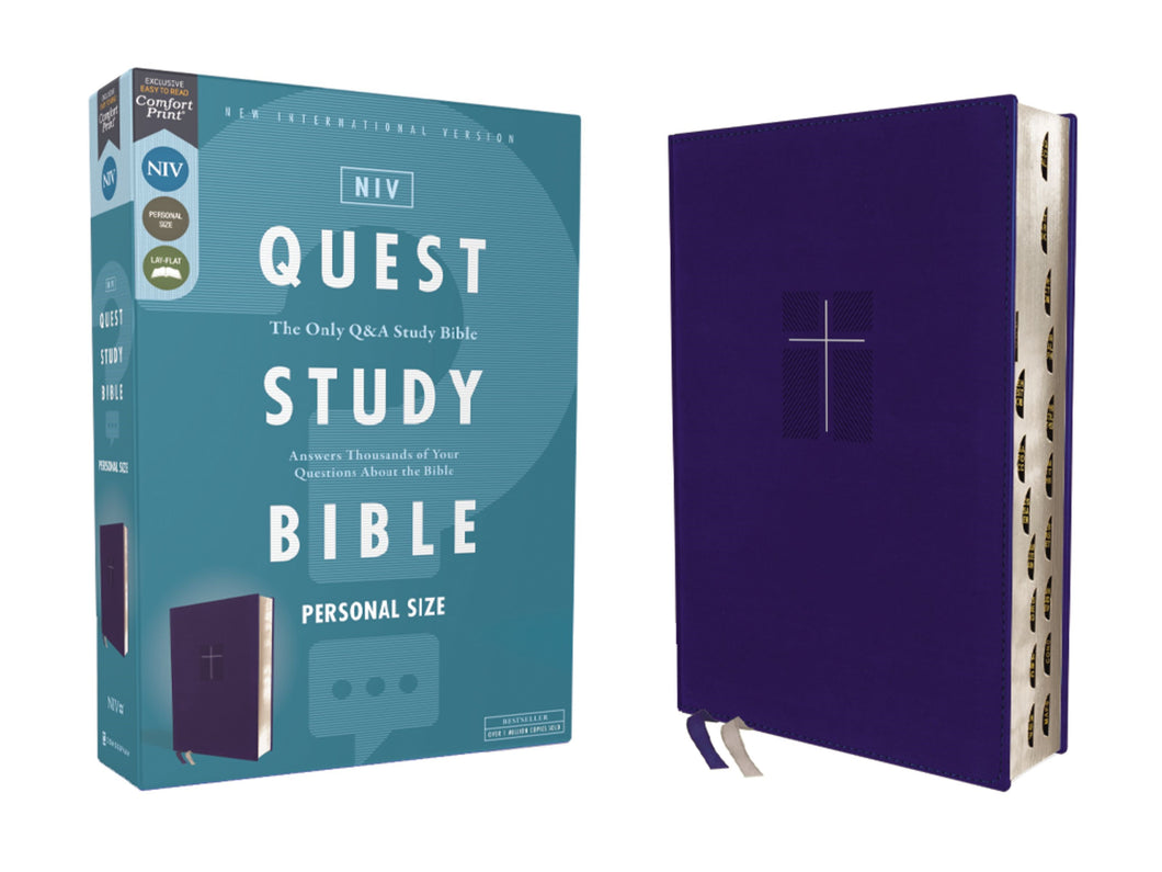 NIV Quest Study Bible/Personal Size (Comfort Print)-Blue Leathersoft Indexed