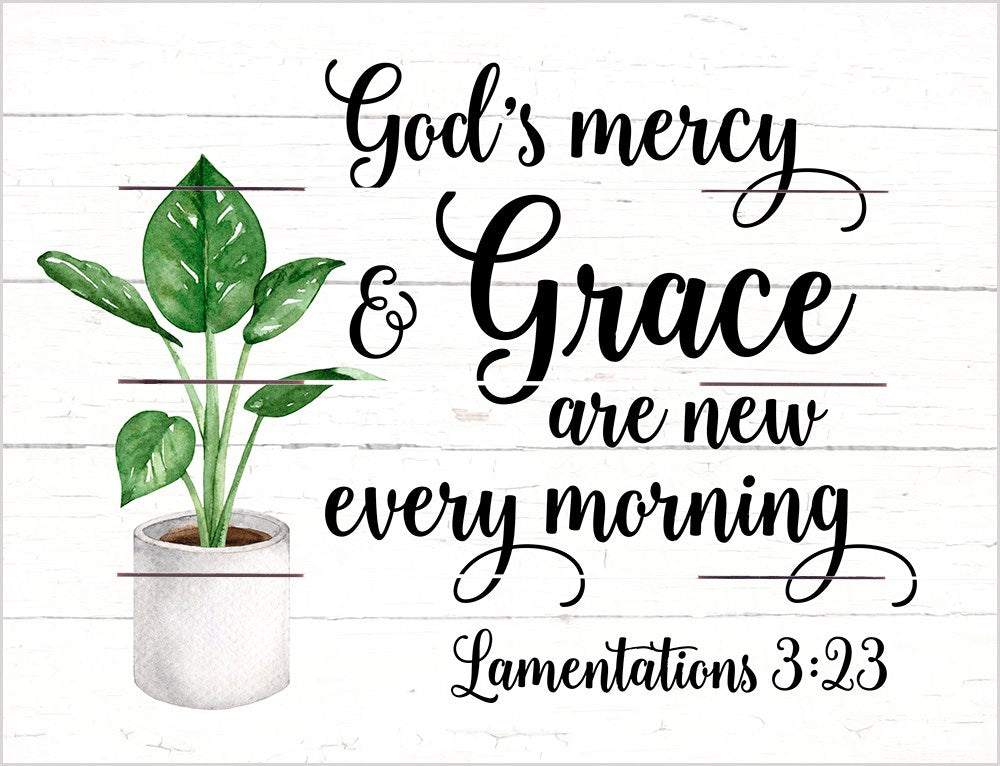 Pallet Art-God's Mercy And Grace (Lam 3:23) (9 x 12)