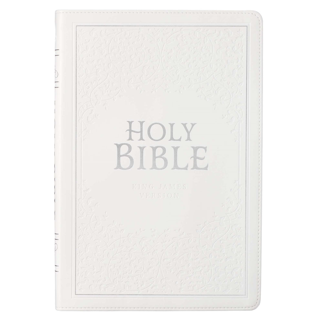 KJV Large Print Thinline Bible-White Faux Leather Indexed
