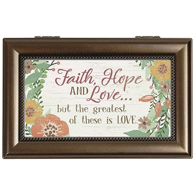 Music Box-Faith Hope And Love/Everything Is Beautiful (6 x 4 x 2.5)