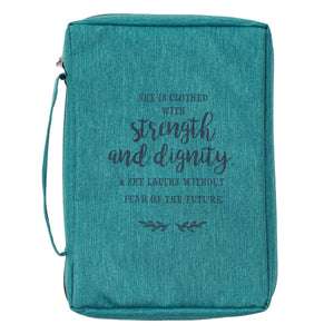 Bible Cover-Value-Strength & Dignity-MED-Teal