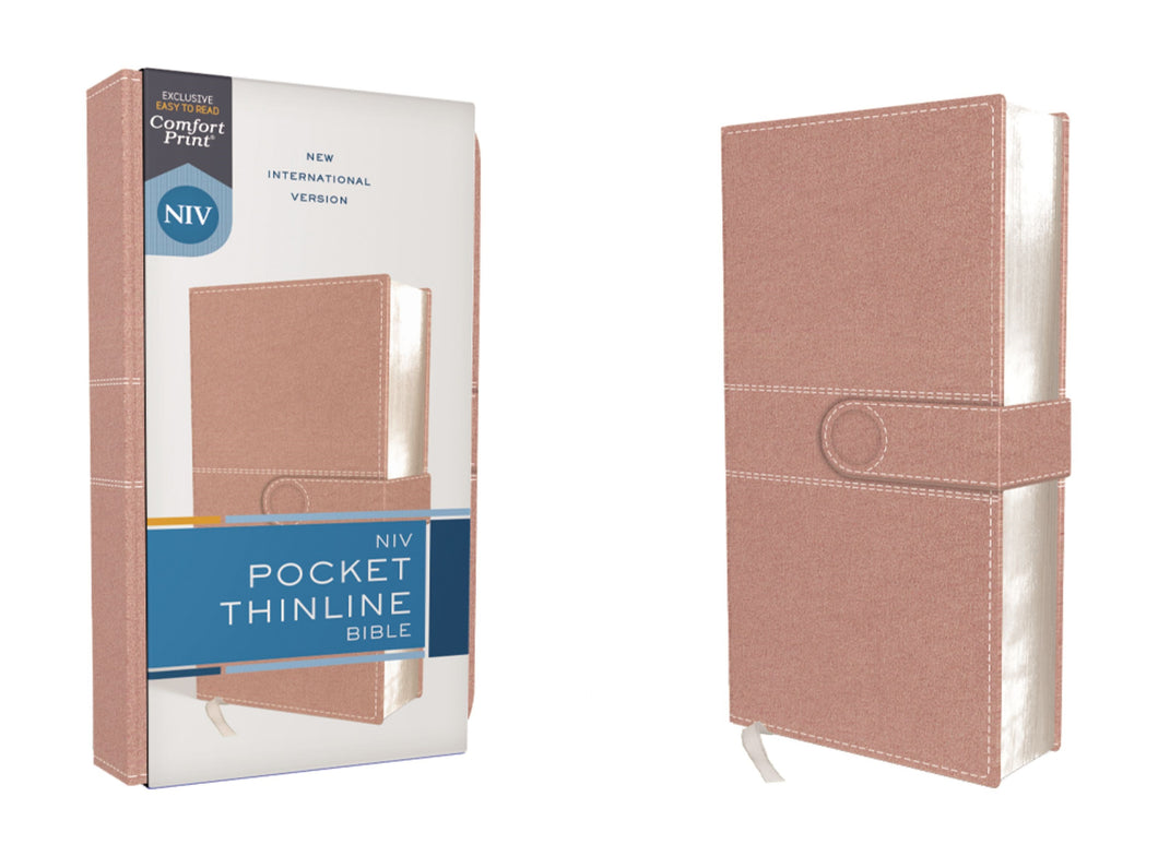 NIV Pocket Thinline Bible (Comfort Print)-Pink Leathersoft w/Snap Flap