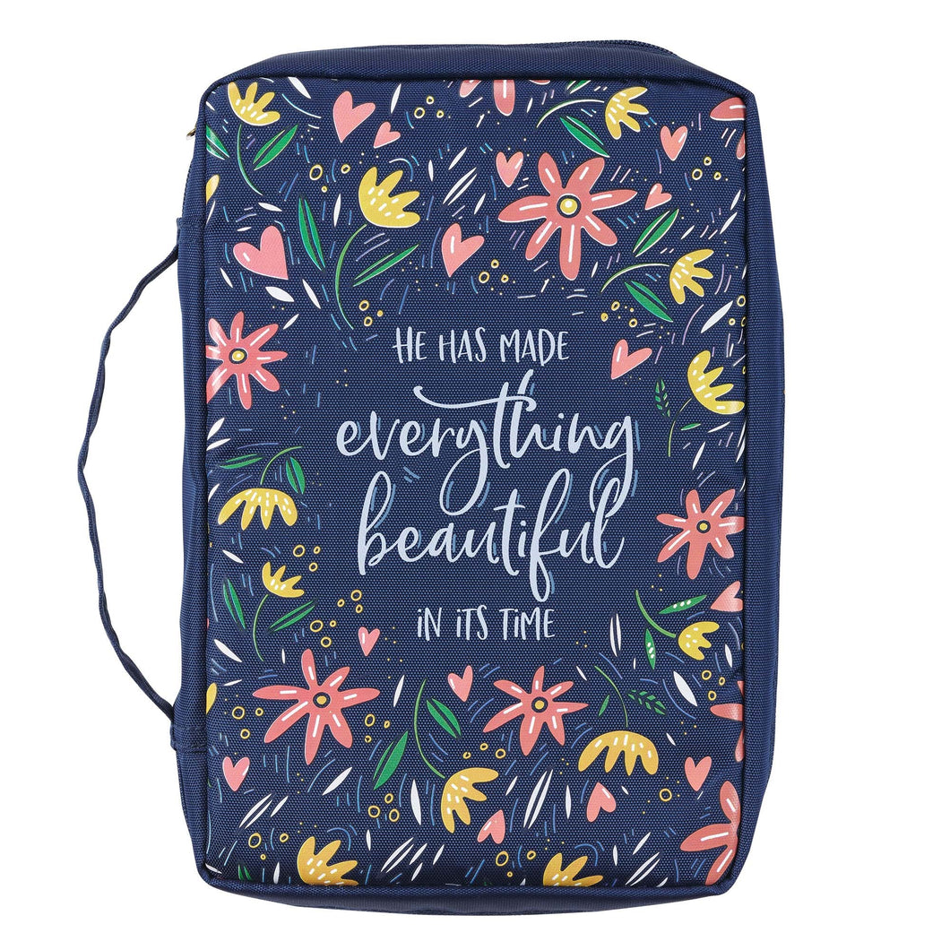 Bible Cover-Value-Everything Beautiful Ecclesiastes 3:11-Navy-LRG