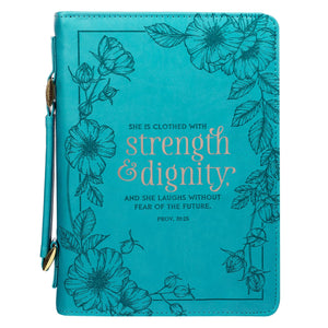 Bible Cover-Fashion-She Is Clothed With Strength Proverbs 31:25-LRG