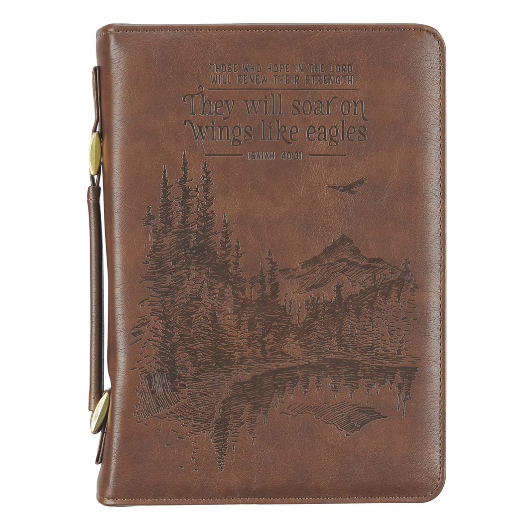Bible Cover-Wings Like Eagles Isaiah 40:31-Brown-MED