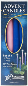 Advent Candle Set-3 Blue/1 Pink (10")