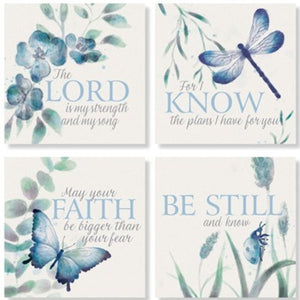 Square House Coasters-Watercolor Verses (Set Of 4) (4")