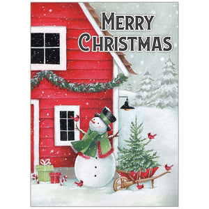 Card-Boxed-Christmas-Snowman at the Farmhouse (James 1:17 KJV) (Box Of 20)