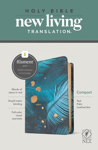 NLT Compact Bible/Filament Enabled Edition-Teal Palm LeatherLike