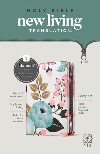 NLT Compact Bible/Filament Enabled Edition-Floral Garden LeatherLike w/Zipper