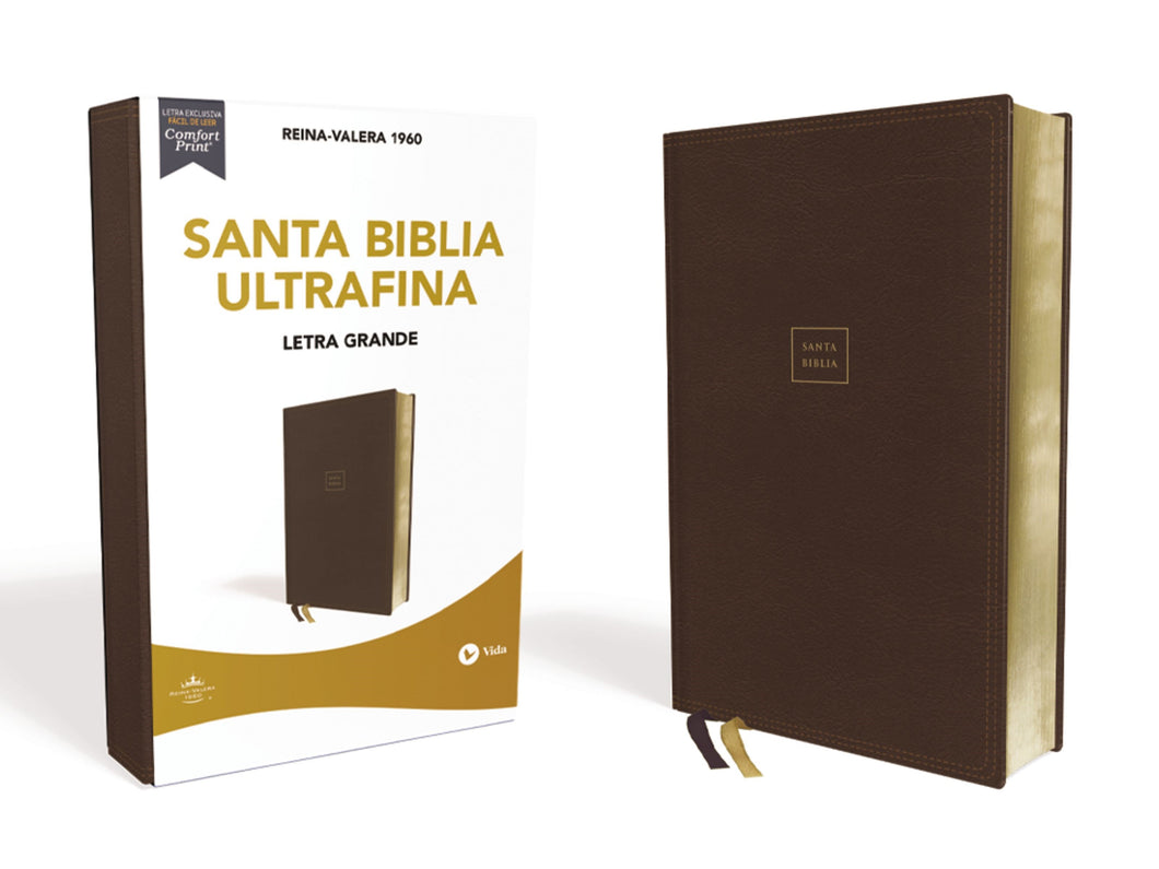 Spanish-RVR 1960 Ultrathin Large Print Bible (Santa Biblia Ultrafina Letra Grande)-Brown Leathersoft