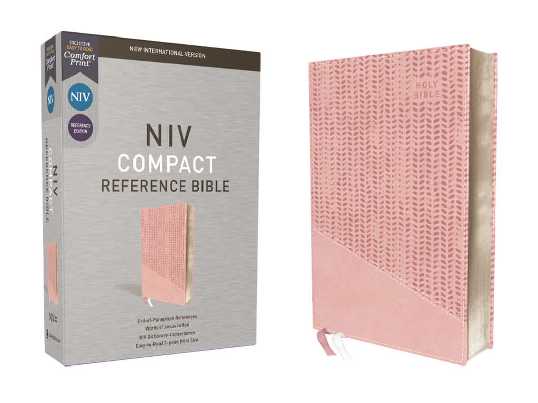 NIV Compact Reference Bible (Comfort Print)-Pink Leathersoft
