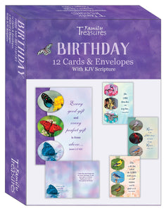 Card-Boxed-Birthday-Birds And Butterflies (Box Of 12)