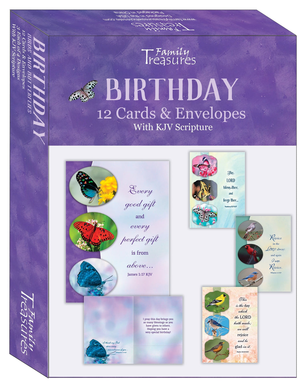 Card-Boxed-Birthday-Birds And Butterflies (Box Of 12)