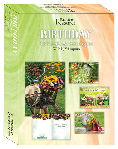 Card-Boxed-Birthday-Garden Blooms (Box Of 12)