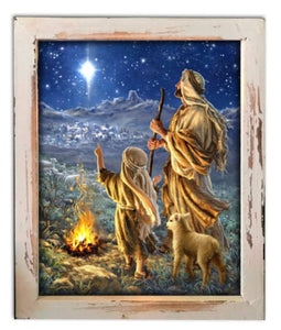 Framed Lighted Canvas-Shepherds Keeping Watch (8 x 10 x 2)