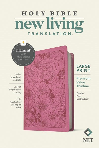 NLT Large Print Premium Value Thinline Bible/Filament Enabled-Garden Pink LeatherLike