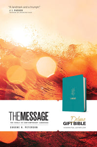 The Message Deluxe Gift Bible-Hosanna Teal Leather-Look