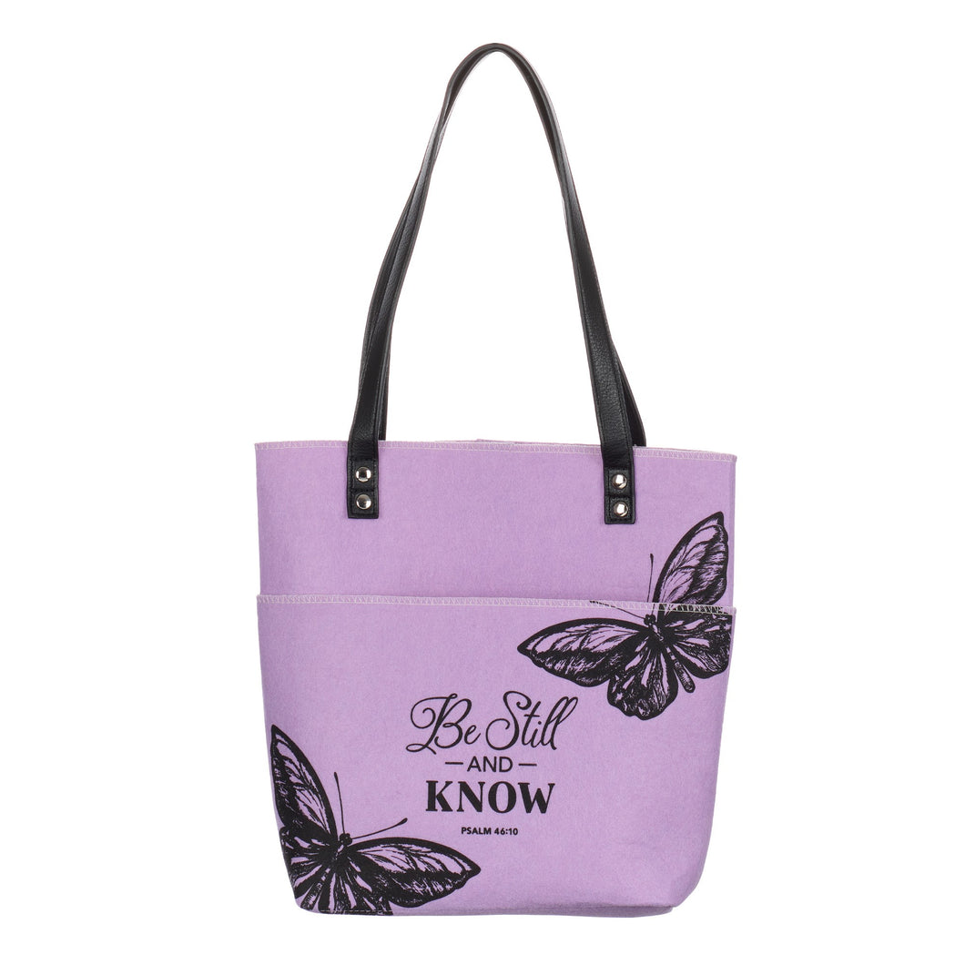Tote Bag-Fashion-Be Still And Know-Lavender