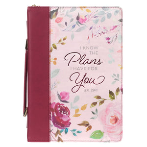 Bible Cover-Fashion-I Know The Plans I Have For You-Blush Floral-LRG