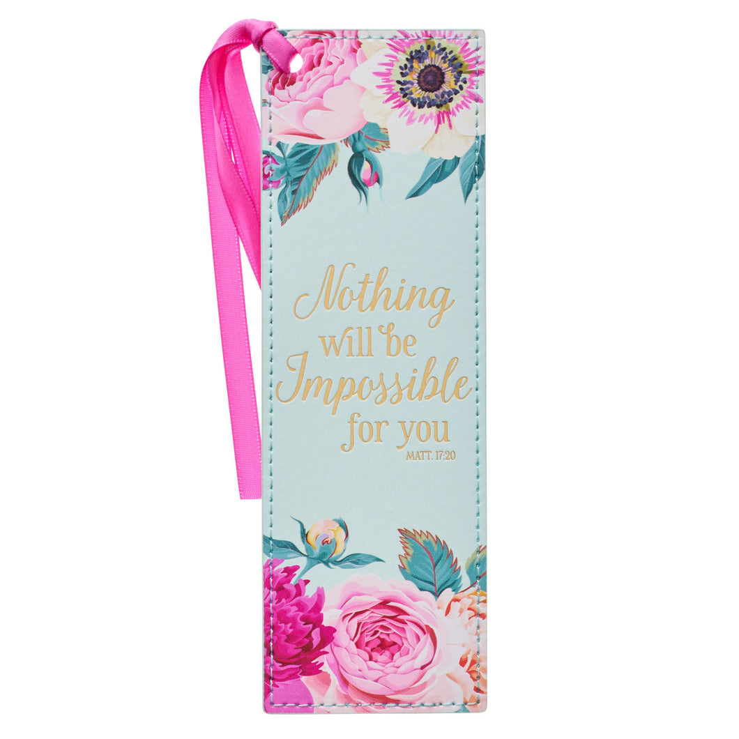 Bookmark-Pagemarker-Nothing Will Be Impossible For You-Luxleather-Mint Floral