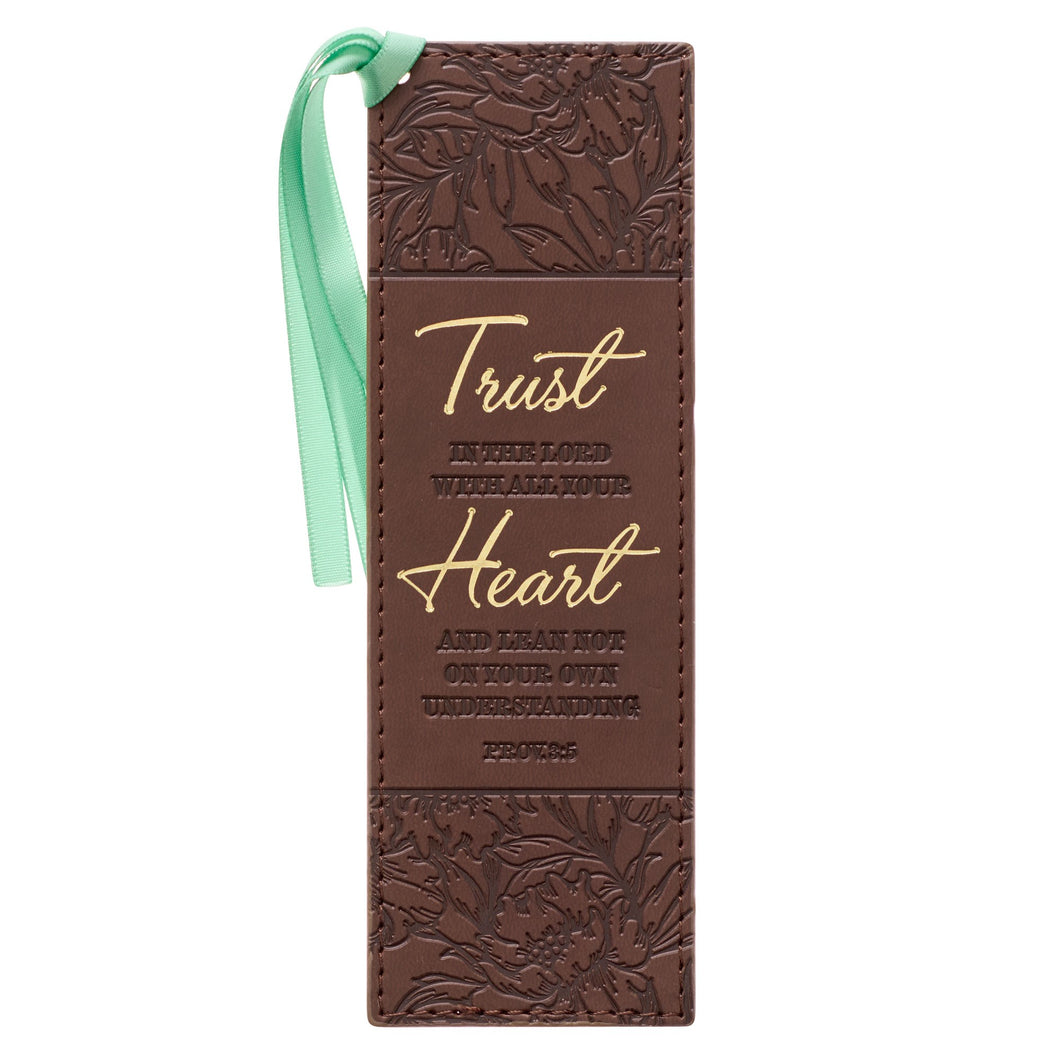 Bookmark-Pagemarker-Trust In The Lord With All Your Heart-Luxleather-Brown