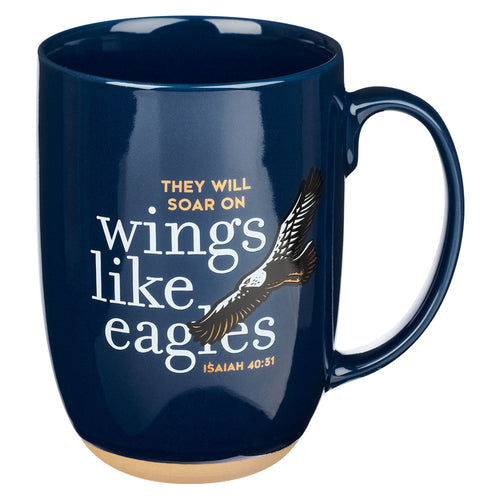 Mug-They Will Soar On Wings Like Eagles (Isaiah 40:31)-Navy w/Clay Base (MUG766)