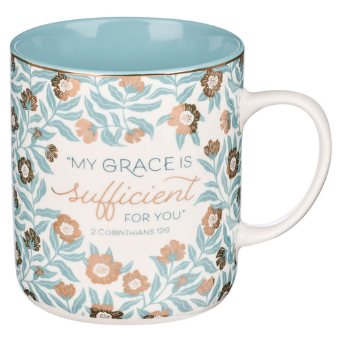 Mug-My Grace Is Sufficient For You (2 Corinthians 12:9)-Teal (MUG774)