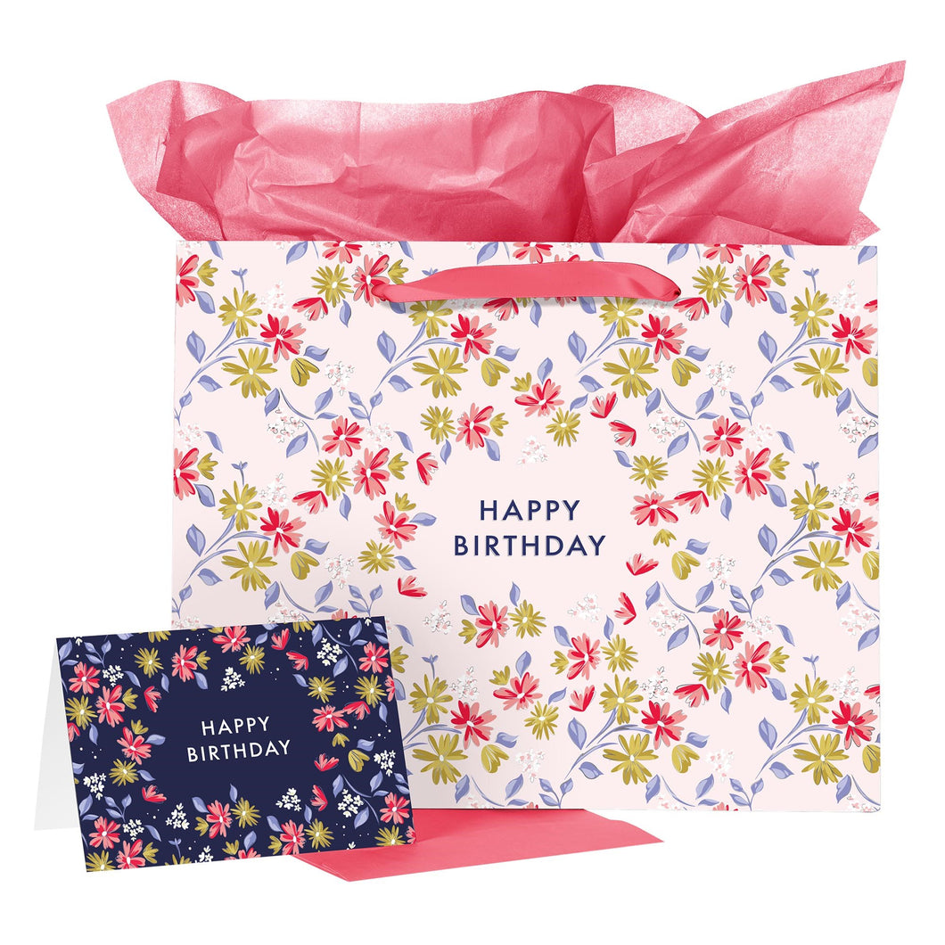 Gift Bag Large Happy Birthday w/Card & Tissue