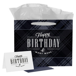 Gift Bag Large Happy Birthday & Many More (Masculine) w/Card & Tissue