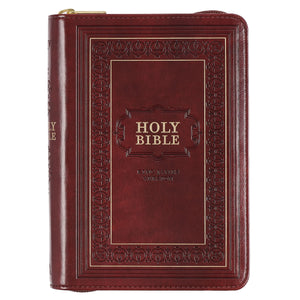 KJV Large Print Compact Bible-Burgundy Faux Leather w/Zipper