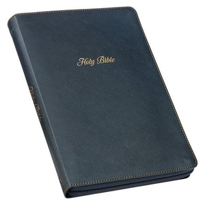 KJV Large Print Thinline Bible-Black Faux Leather Indexed w/Zipper